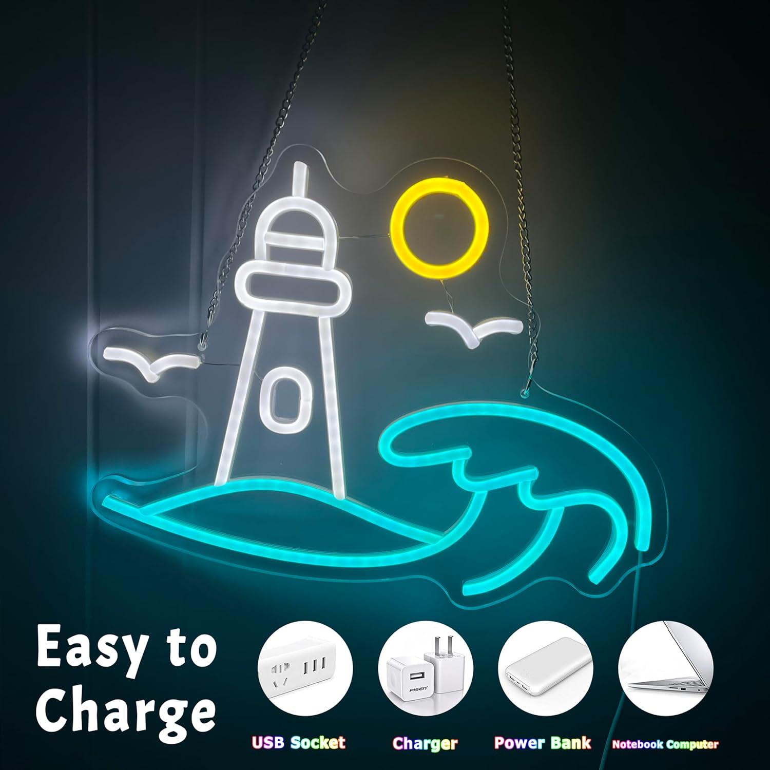 Lighthouse Scene Neon Sign Sea - огляд і ціна Party Games Night
