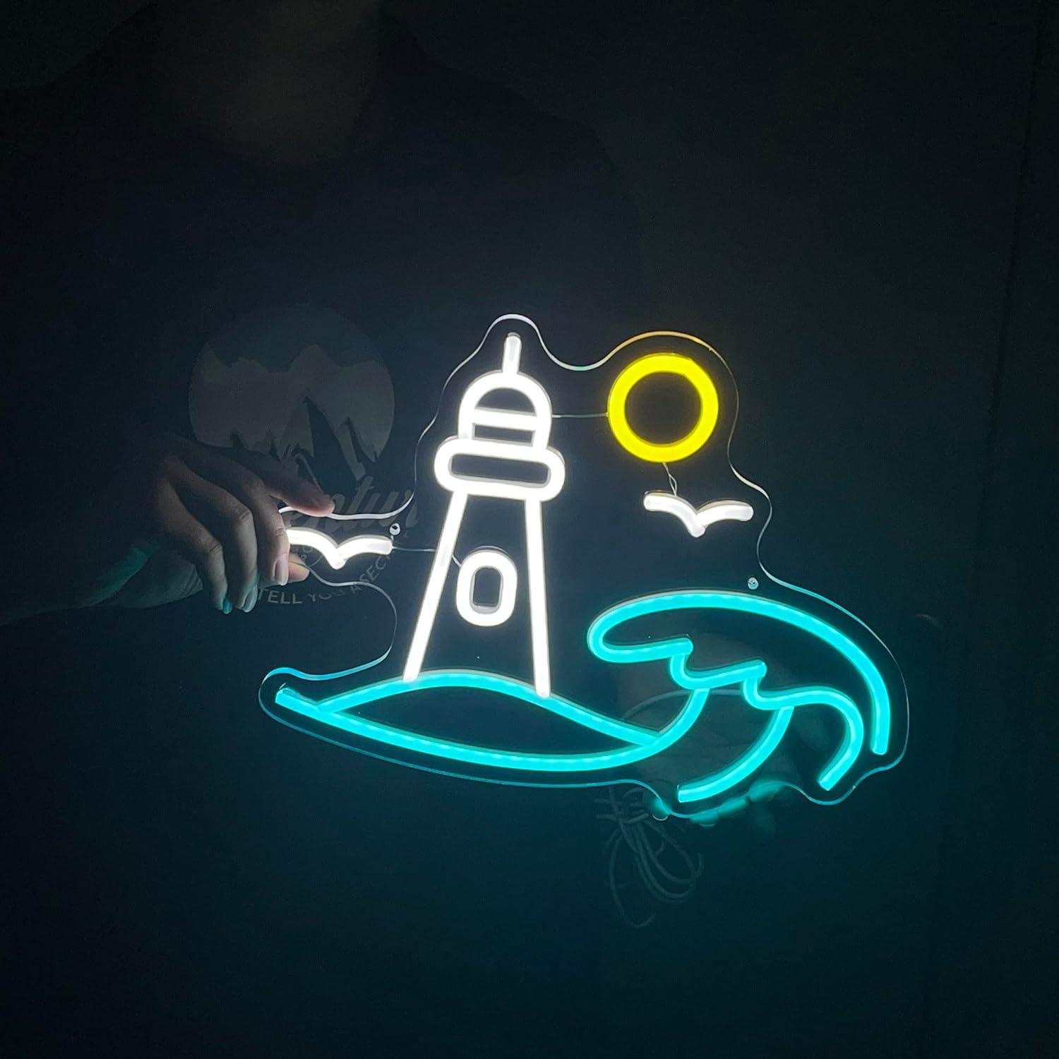 Lighthouse Scene Neon Sign Sea - огляд і ціна Party Games Night